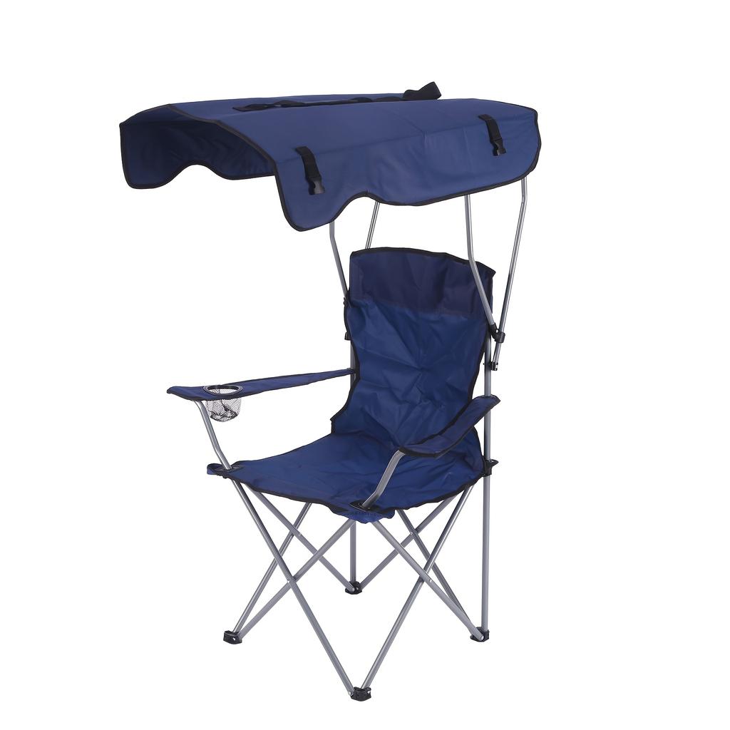 Heavy Duty Foldable Canopy Camping Chair Cup Holder Portable Beach Lounger 120kg Load Outdoor Lawn Camping Picnic Daily Rest