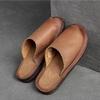 Johnature Pantofole piatte traspiranti con suola morbida Ciabatte aperte vintage in vera pelle Scarpe da donna versatili