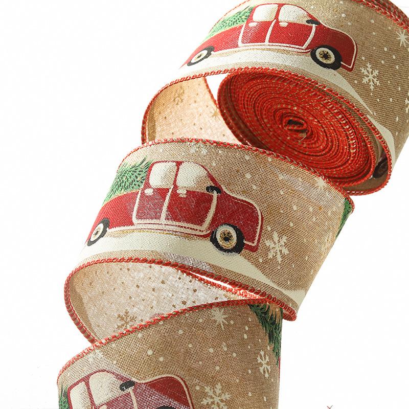 10yards 6cm Wide Printed Rib Band Christmas Style Ribbon Hand Bow Wrapped Ribbon Christmas Decorative Ribbon Gift Box Packaging
