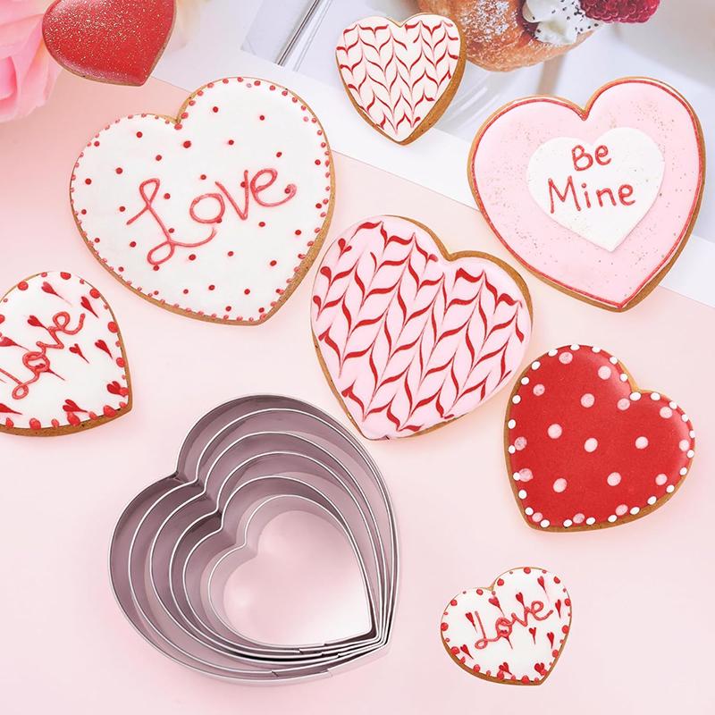 Stainless Steel Cookie Mold Set Heart Shape 6 Piece Cake Mould Cookie Cutter Set Baking Accessories Cake Decorating Tools