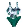 Girls' Fashion Two Pieces Swimsuit Printed Tankini Bathing Suit Ruffled Tank Top and Solid Briefs Swimwear Set Kids' Summer Beach Swimming Suit
