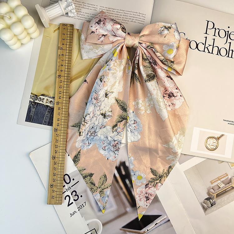 Elegant Bow Ribbon Hair Clip Fashion Simple Solid Satin Spring Clip Hair Pin Retro Headband with Clips Girls Hair Accessories