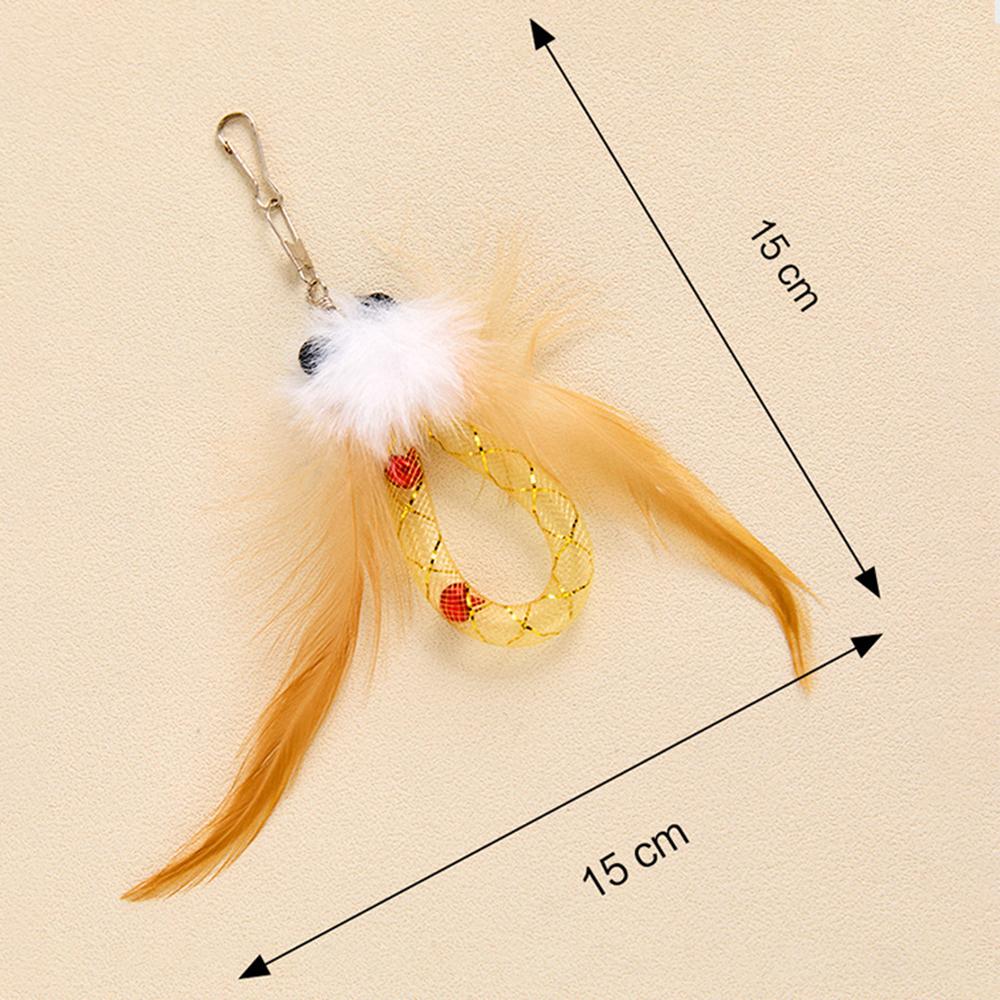Fluffy Plush Feather Cat Toy Replacement Head Kitten Cat Teaser Pet Toy