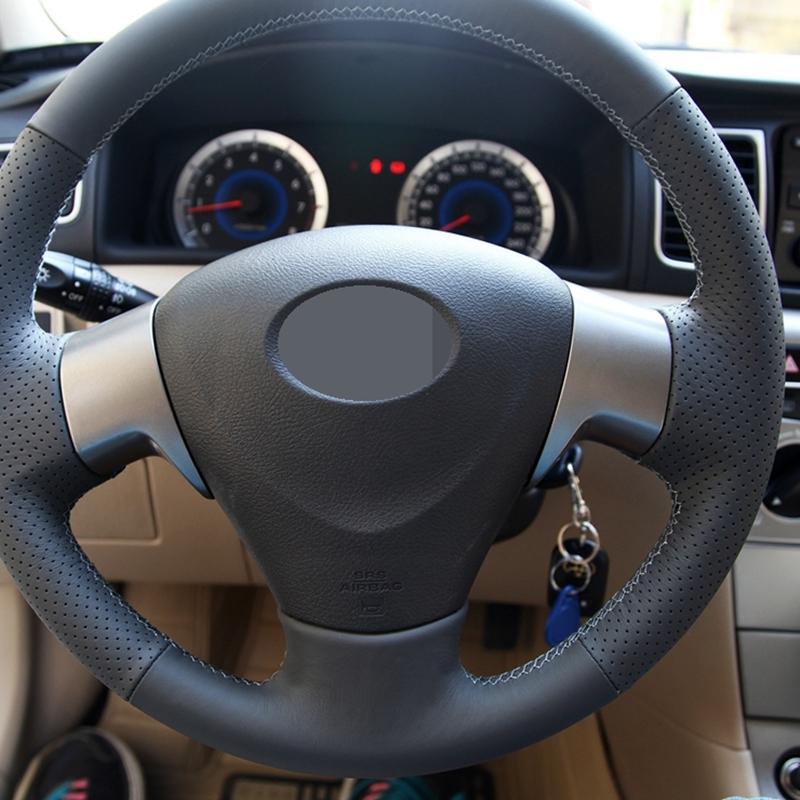 Car Steering Wheel Cover For Toyota Corolla 2006 2007 2008 2009 2010 Matrix 2009 Auris 2007 2008 2009 Hand-Stitched Black