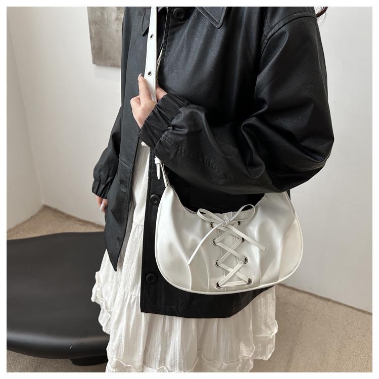 Women's Faux Leather Drawstring Bow Knot Purse Trendy Clutch Shoulder Crossbody Bag