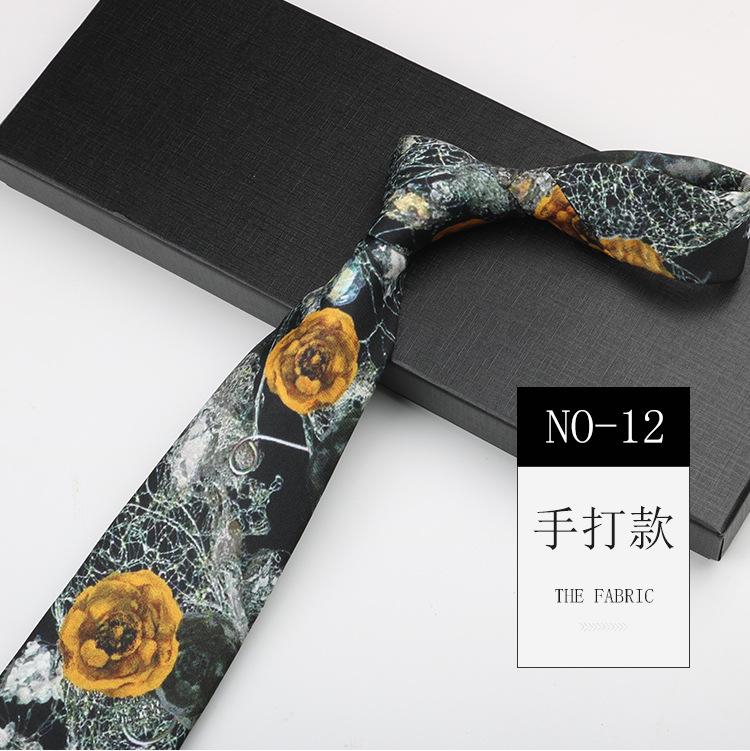 Men'S Printed Tie, Pattern Retro Gentleman'S Suit Shirt Width 9Cm Silk Soft Long Hand-Typed