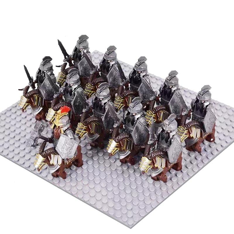 MOC Medieval Uruk-hai Orc Soldiers Raider Vargr Wolf Mount Knights Mini Figurine Building Block Set Educational Toy for Kids