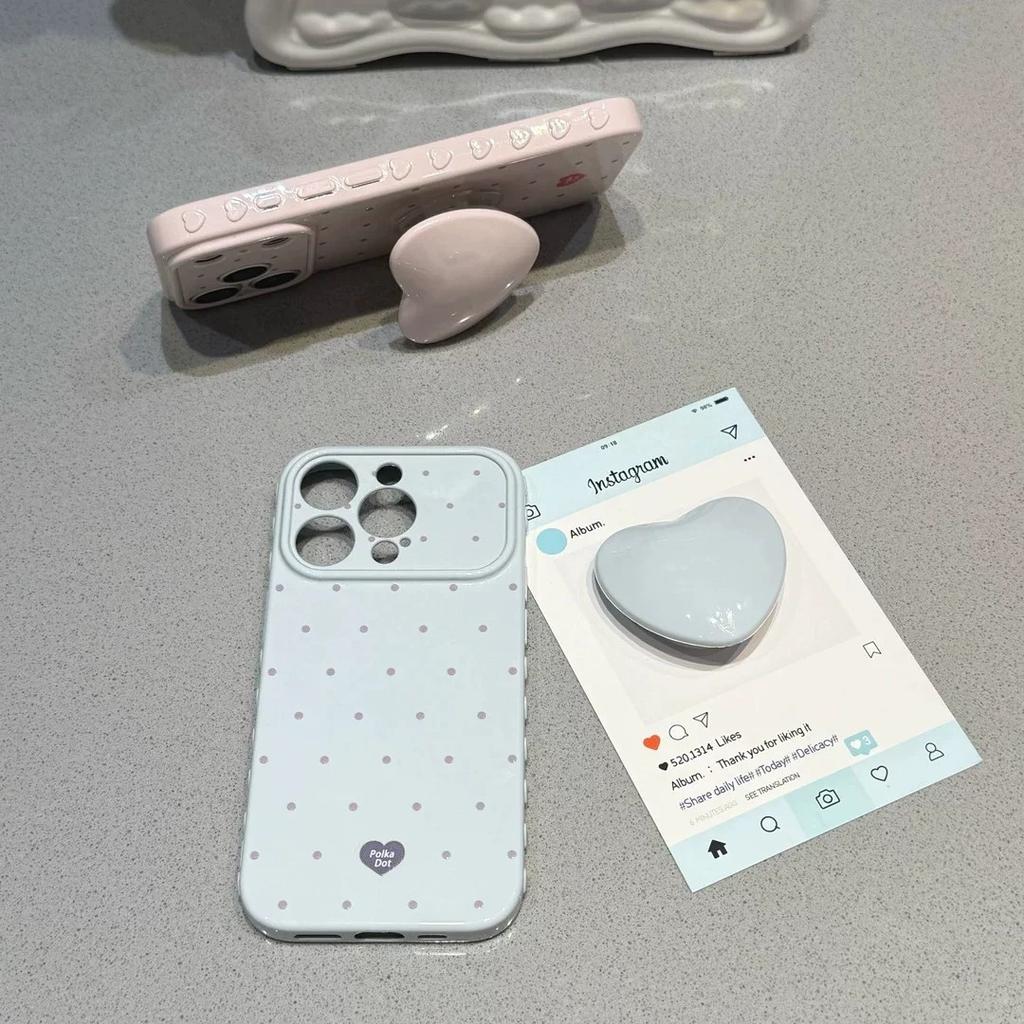 Candy Color Polka Dot Love, Suitable for iPhone15 Mobile Phone Case, Second Change Apple 17 Girl Side Love Soft Case 13