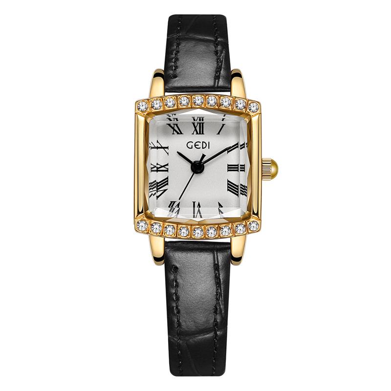 Gedi Elegant Women's Vintage Square Dial Quartz Watch