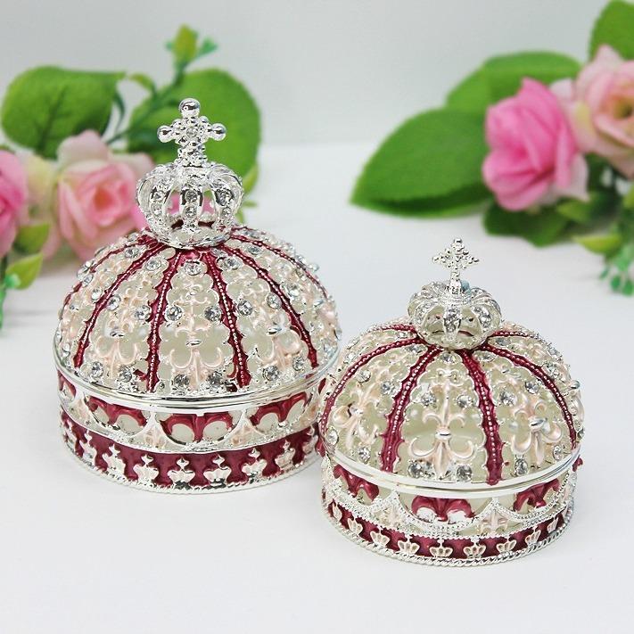 Enamel Craft Alloy Crown Jewelry Box European and American Wedding Ring Storage Box Ornament Wedding Decoration Ornament