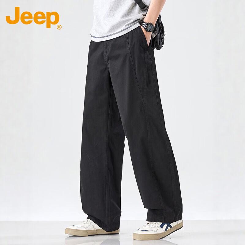 JEEP Men's Summer Pure Cotton Straight-Leg Casual Cargo Pants