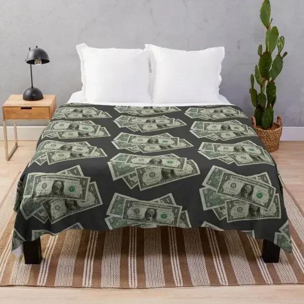 Dollar Geldschein Muster Flanelldecke Superweich Warm Leichtgewicht Königin-Größe für Bett Sofa Couch Decke für Teenager