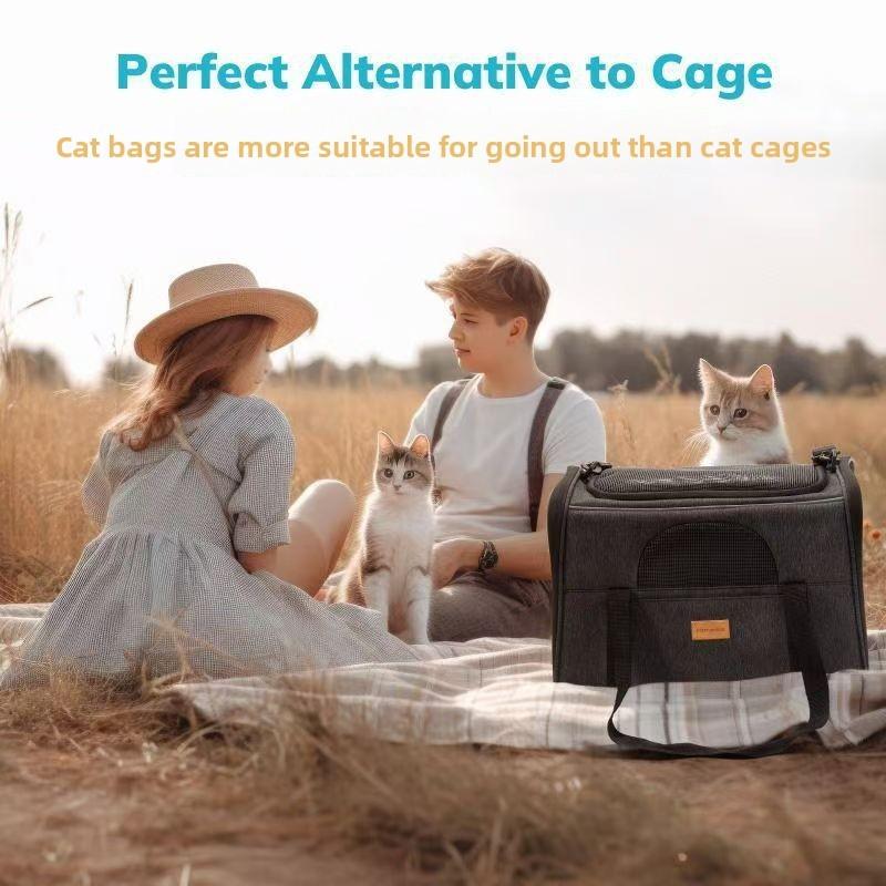 Portable Pet Carrier With Oxford Material For Outdoor Travel And Ventilated Design