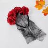 Delicate Rose HairBand Black Headdress Mysterious Rose Hairband with Black Headdress for Halloween Parties Costume