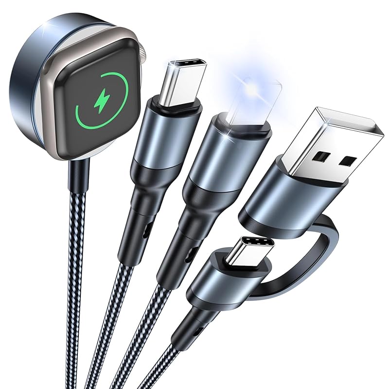 Travel Essentials 3 in 2 for Apple Watch Charger USB C/A PD20W Charger Block Fast Multi Charging Cable Compatible with iWatch Series Cable