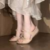 Slippers female summer wear with skirt fairy style beautiful bow word with open toe slope sandals