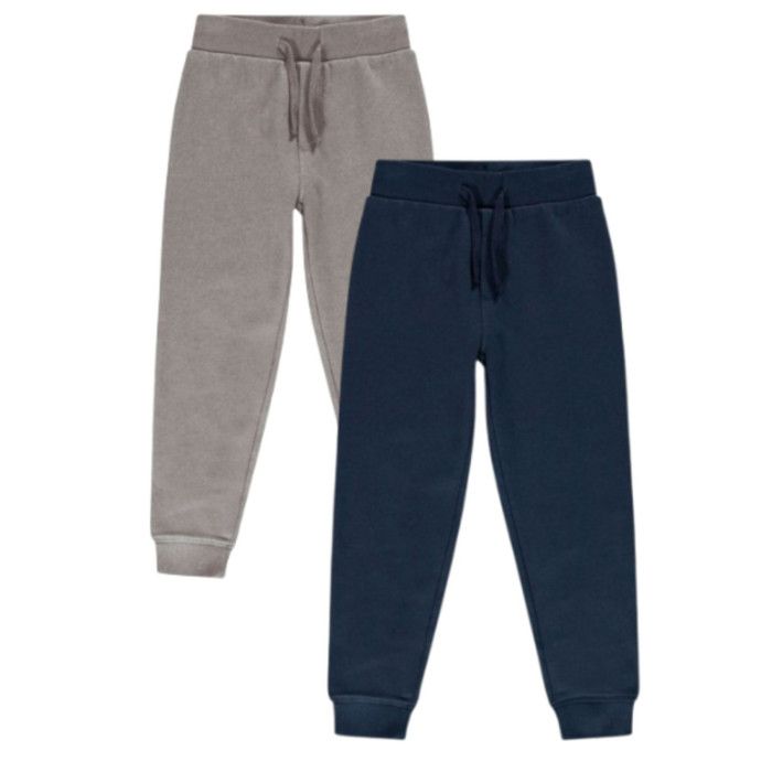 Lot 2 pantalons jogging enfant bleu marine et gris – Molleton – Réglable et poches – 3 à 14 ans - - Bleu