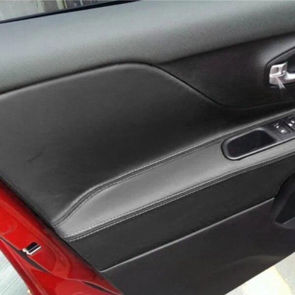 4pcs Car Microfiber Leather Interior Door Armrest Panel Cover Protective Trim For Jeep Renegade 2015 2016 2017