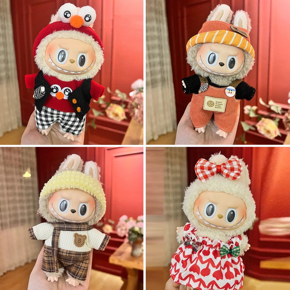 For 17cm Labubu Doll Clothes Fashion Clothes Hoodies Doll Clothes Color Match Hoodies Dolls Accessories Cute Decoration Little Cloths