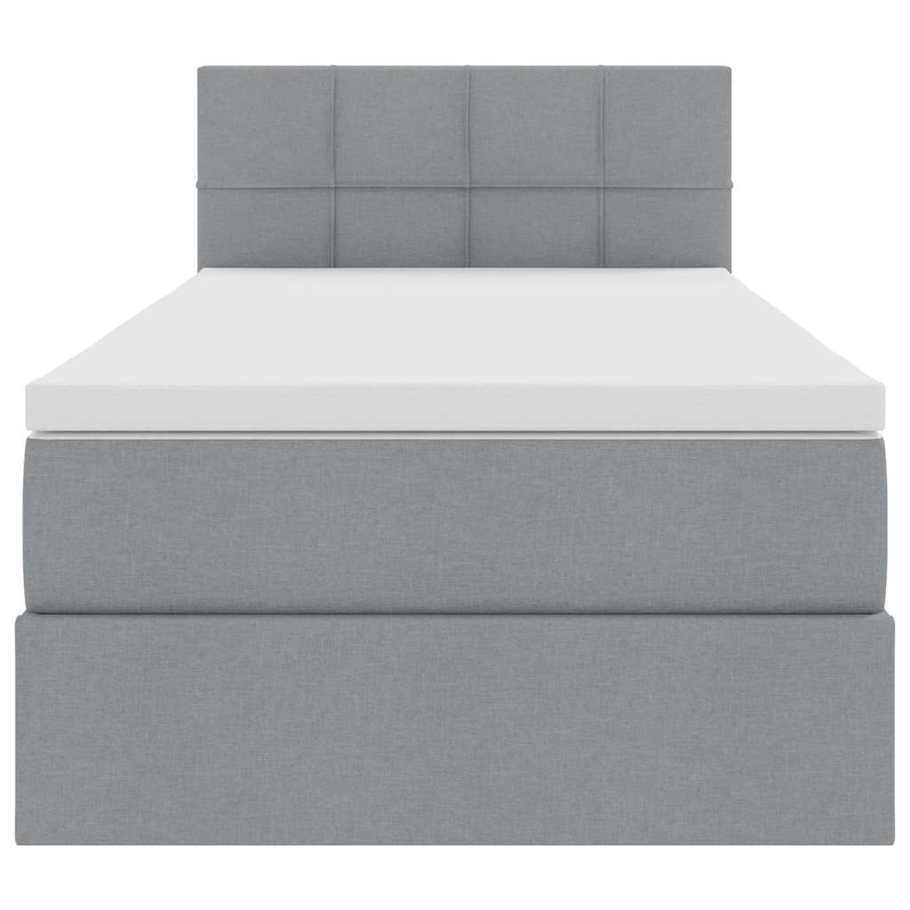 LED Storage Bed with Mattress Light Grey 90 x 190 cm Fabric