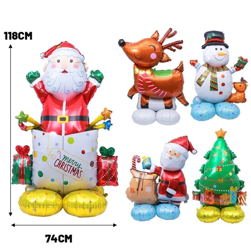 4D Large Christmas Standing Balloon Santa Claus Snowman Xmas Tree Balloon Christmas Party Home Decorations Navidad 2025 New Year