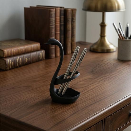 3D Printed Elegant Swan Storage Rack with Ventilation And Draining Base, Multi-Purpose Toothbrush Holder Pen Organizer Cutlery Stand for Bathroom
