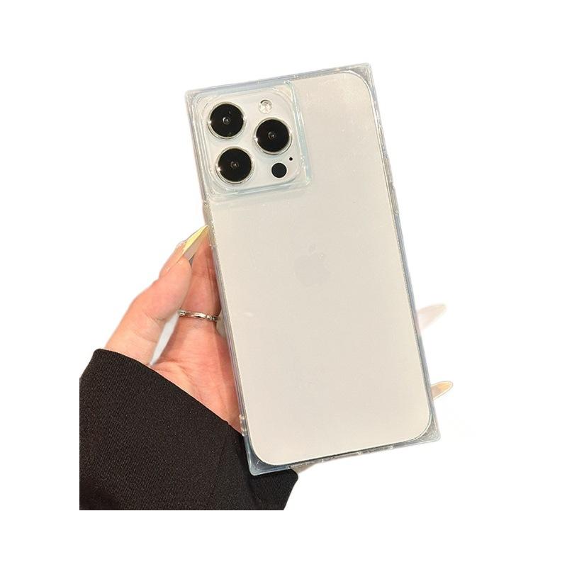 New Model Suitable for Apple 16 Mobile Phone Case Personalized Square Transparent Case 15pro Transparent Protective Case 14pro Anti Fall 13