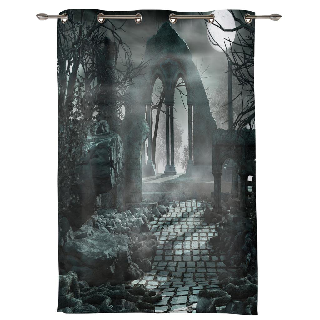 Halloween Architecture Horror Night Curtains Bedroom Living Room Drapes Kitchen Children Window Curtain Home Decor Made Of Polyester Great Treatment