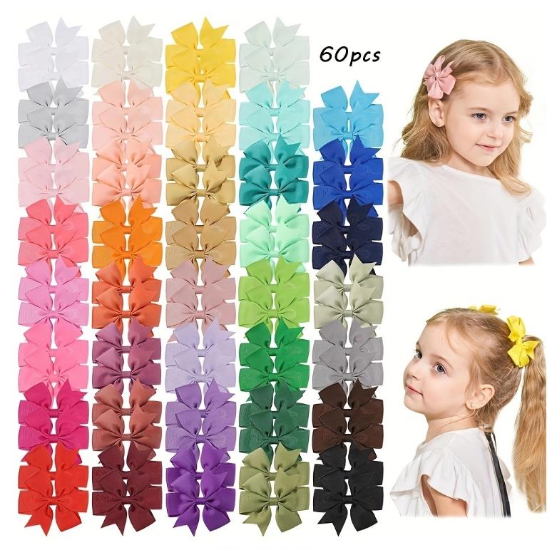 BABY BOWS 20/40/60PCS 2.3'' Grosgrain Ribbon Bows Hair Clips Set for Girl Random Color Bow Hairgripes Headwear Hair Accessories