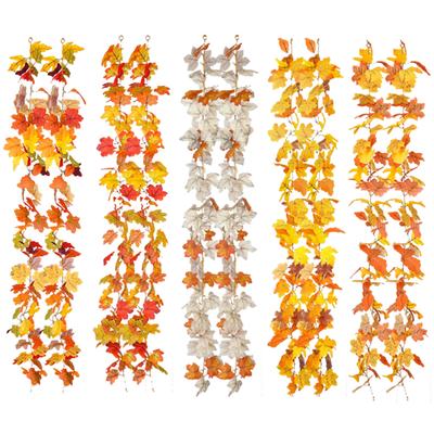 2Pcs Artificial Autumn Fall Maple Leaf Garland Artificial Fall Foliage Garland Fall Leaves Decor Garland for Home Wedding Party