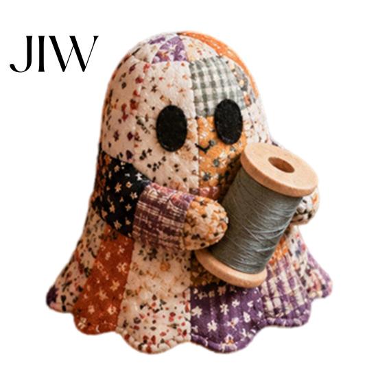 Handgefertigte Geistpuppen-Zubehör Halloween Patchwork-Set, Niedliches DIY-Nähset mit vorgeschnittenen skurrilen Bastelstoffen, Herbst-Feiertags-Bastelset für