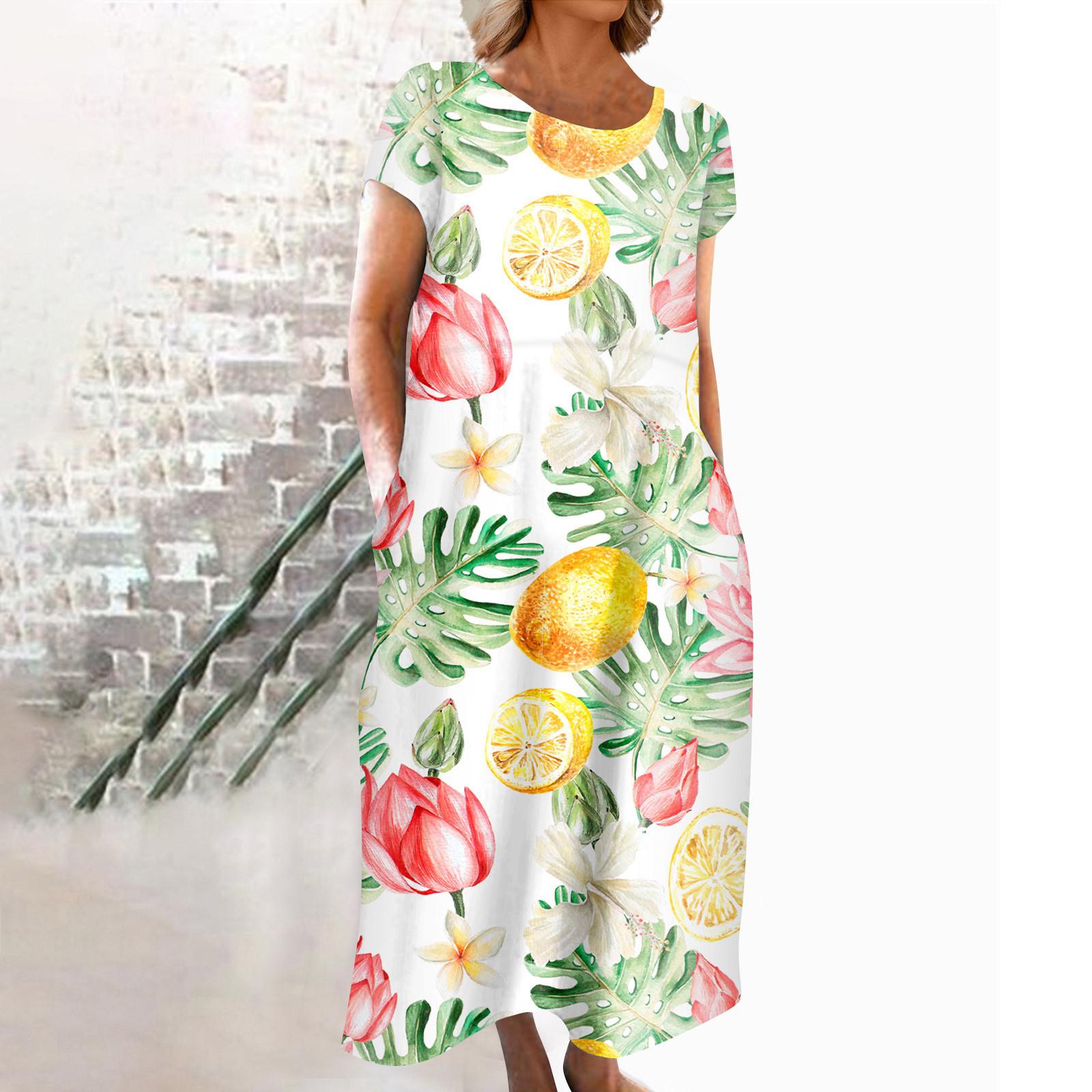 Модное женское летнее платье с круглым вырезом и повседневным модным пуловером с принтом — фото 7