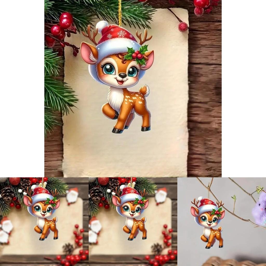 Acryl Auto Dekoration Hängend Mit Niedlichem Reh Und Weihnachtsbaum Thema Für Automobil Innenraum