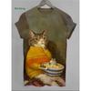 Cat Pattern Men's T-Shirt 3D Print Funny Animal Short Sleeve T-Shirt Oversized Tops Summer Daily Outdoor Casual Men's Clothing