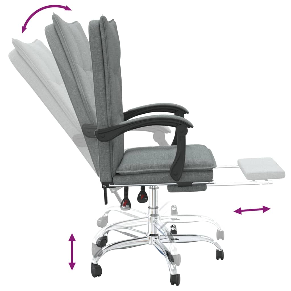 Office Chair with Reclining Function Dark Grey Fabric