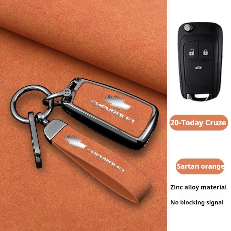 Funda de piel de aleación de zinc para llave de coche plegable, llavero para Chevrolet Cruze Aveo 2020-2024 BOLT Tracker Malibu Onix Cobalt Captiva Spark