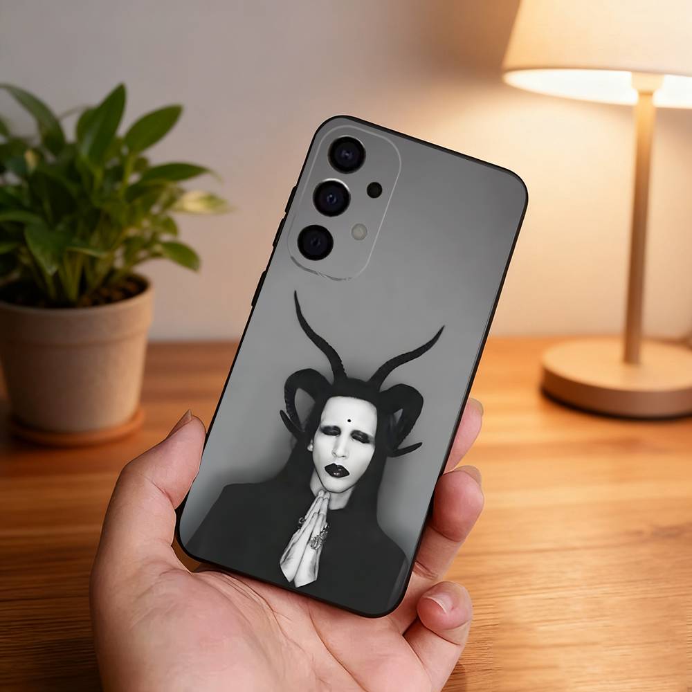 

Чехол для телефона Singer M-Marilyn M-Manson Для Samsung S25,S24,S21,S22,S23,S30,Ultra,S20,Plus,Fe,Lite,5G Черный Чехол Samsung S20fe