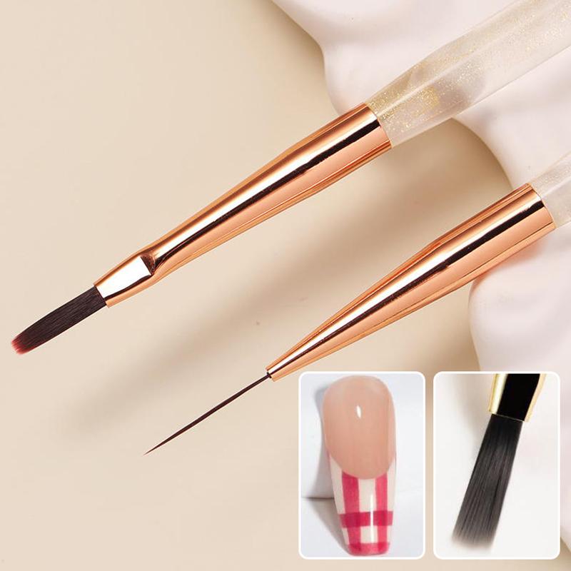 1/2Pcs French Plaid Nail Art Brushes Set Line Grid Pattern Drawing Pen For Diy Uv Gel Extension Painting Supplies Diy Design