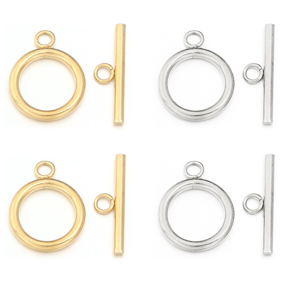 4pcs/lot Stainless Steel IQ Clasp Round Toggle Clasps Gold Silver Color Toggle Connectors for DIY Jewelry Making Necklaces Craft