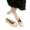Fashion Women Flats French Square Toe Leather Single Shoes 2025New Casual Flats Elegant Bow Ballet Shoes for Women Loafers Zapatos Mujer