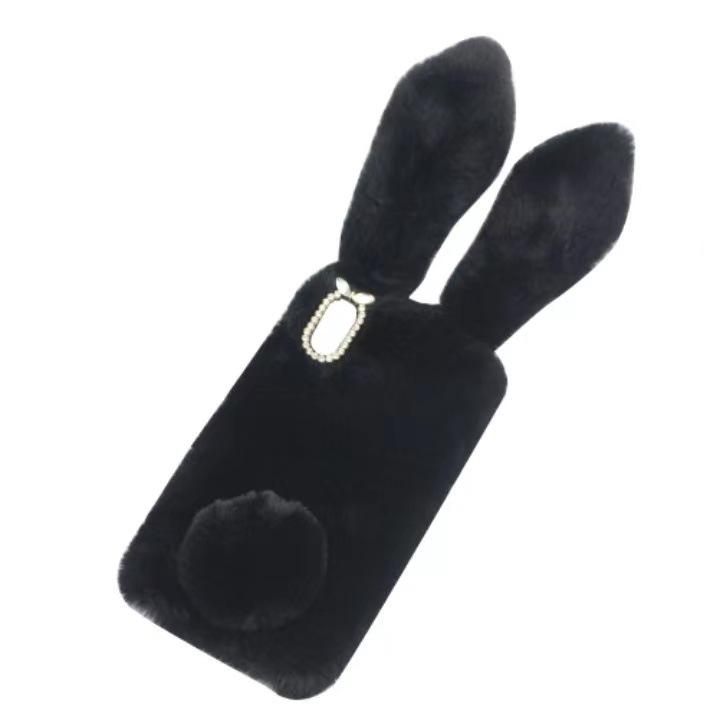 Pink Rhinestone Plush Rabbit Anti-Fall Case for iPhone 14 Pro Max and 13