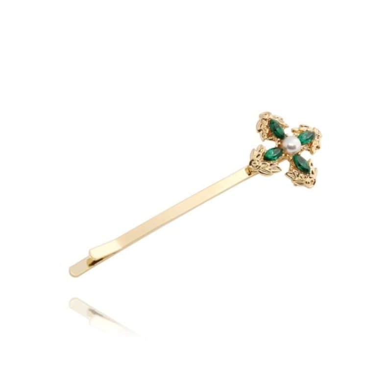 

jewelCOUNTY Green Clover Shape Hairpin GREEN