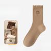 Female Autumn and Winter Thickened Velvet Warm Embroidery Lovely Sleep Tube Socks