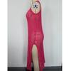 Cross-border Vacation Sexy Knit Sleeveless Dress: Solid Color, Round Neck, Breathable, High Slit, Beach Cover-up