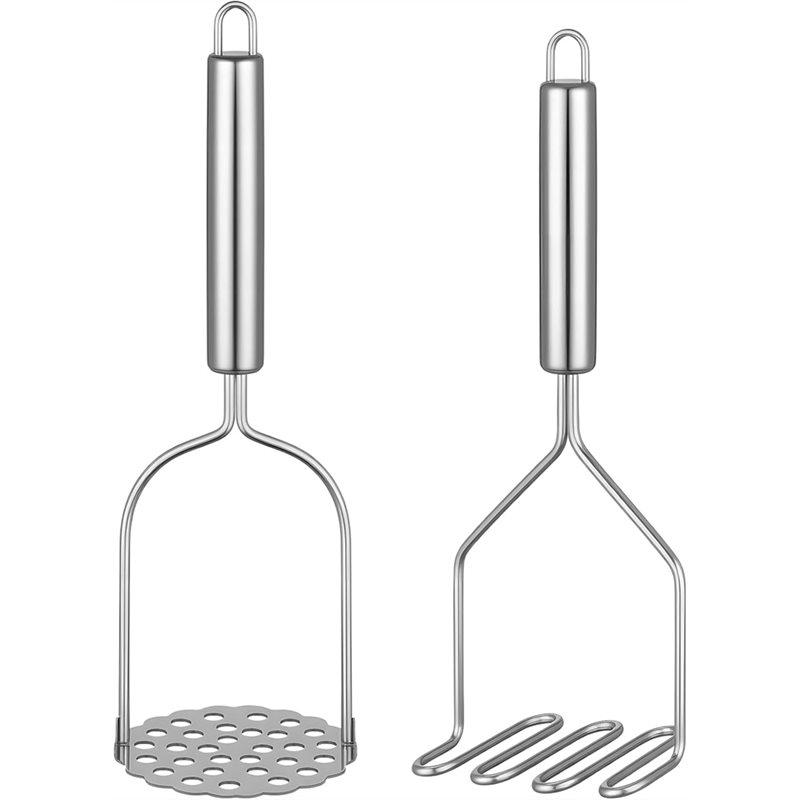 

Mashed Potato Masher(2PCS), Stainless Steel Kitchen Tool& Utensil For Avocado, Bean Salad серебряный