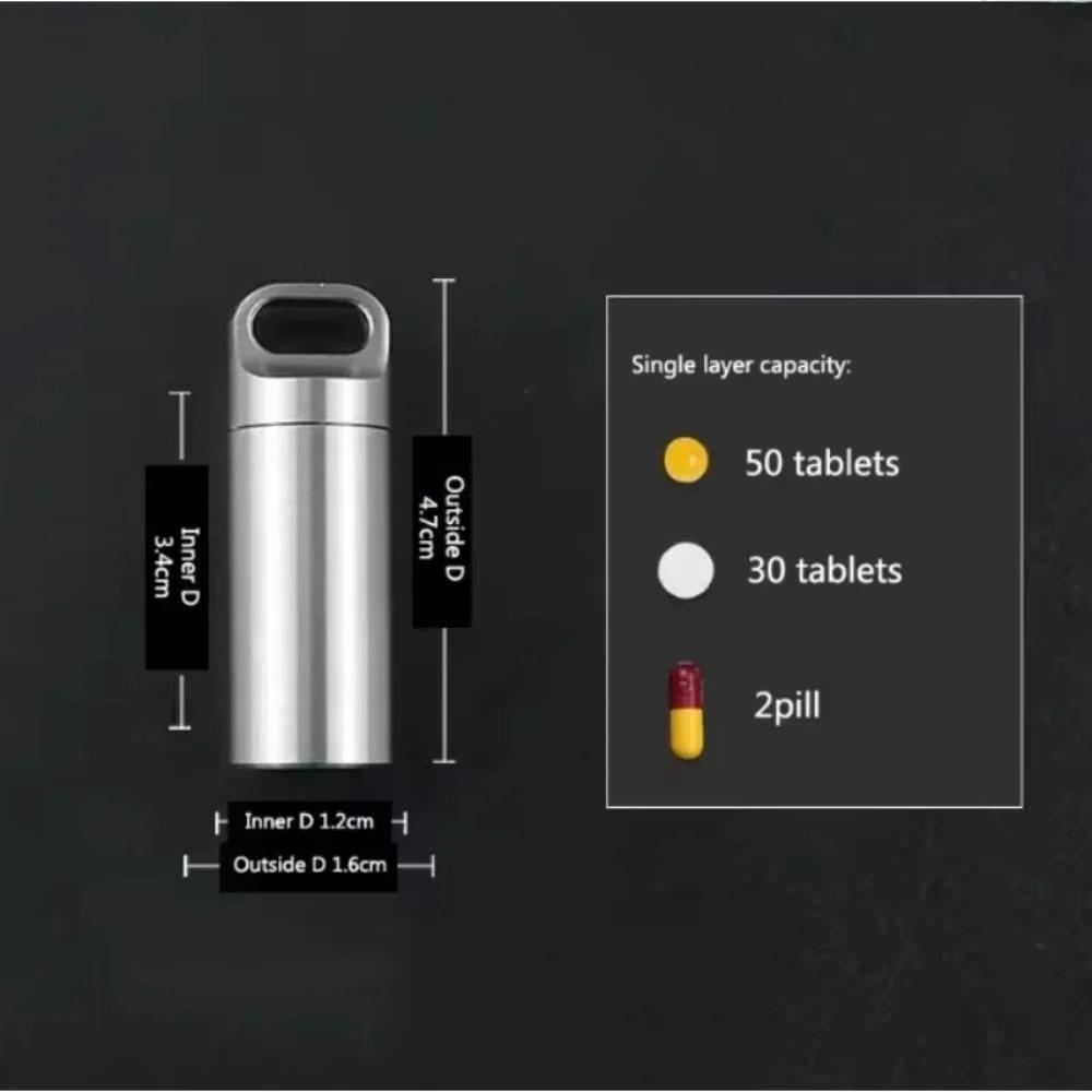 Stainless Steel Pill Bottle Travel Medicine Container Waterproof Portable Pill Organizer Small Box Elderly First Aid Emergency