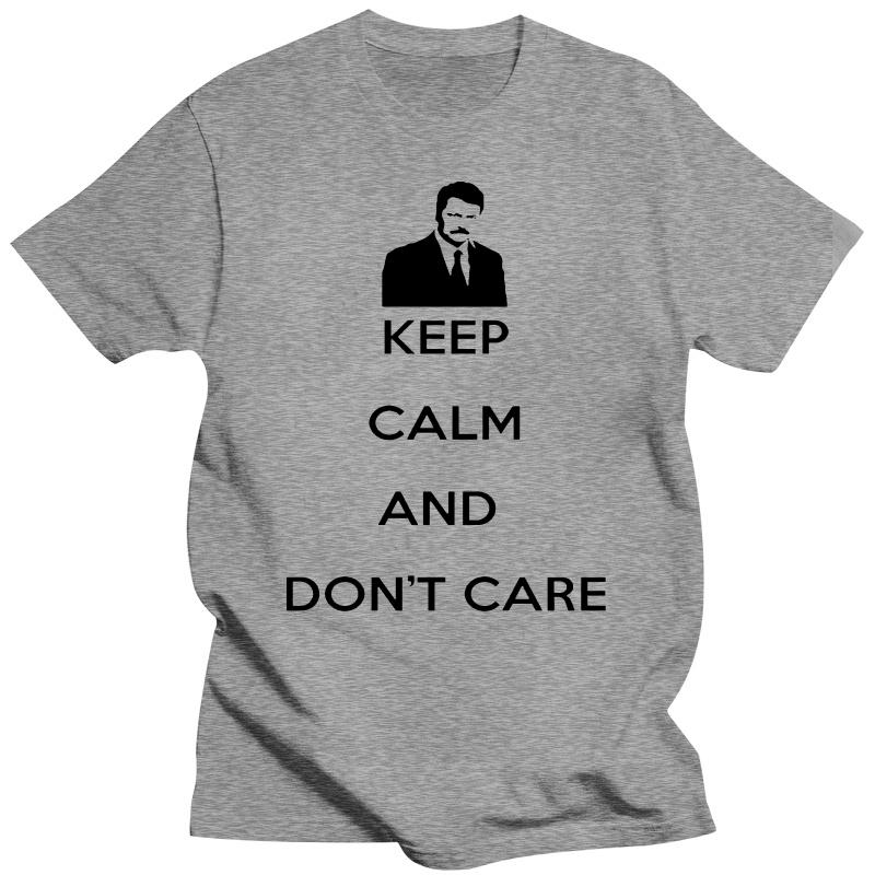 Bleib ruhig, kümmere dich nicht T-Shirt Ron Swanson Parks und Erholung Lustiges TV Weiß Grau T-Shirt Unisex Neu
