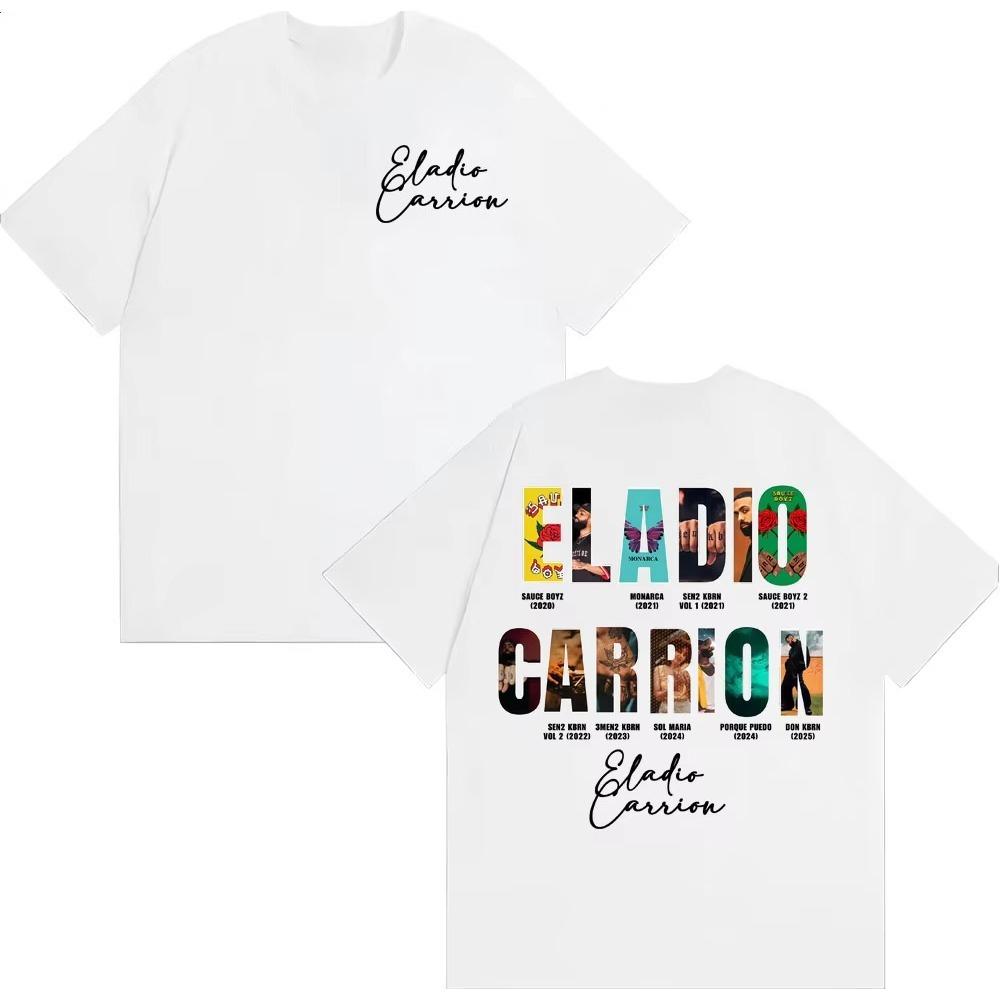 Rapper Eladio Carrion Album Cover 2026 New Tour T Shirt Unisex Women Vintage 90s Hip Hop Street Tshirts Casual  Tshirt Summer