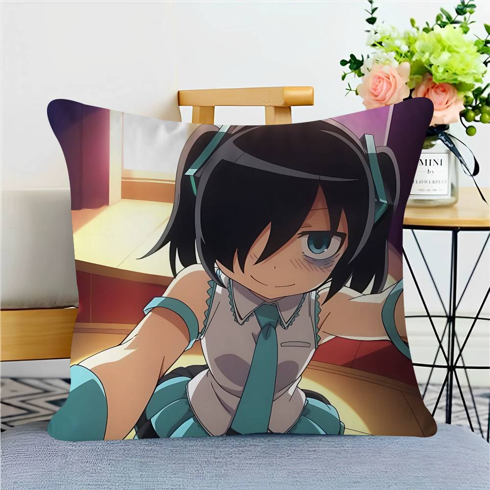Anime T-Tomoko-Kuroki Decorative Room Aesthetics Pillow Case Home Decor Bedroom Sofa Bed Couch Pillow Cover 45x45