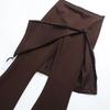 Spicy Girl Autumn 2023 Merlot Knit Slit Culottes: Women's Slimming Fake Two-Piece Elastic Micro Flare Pants